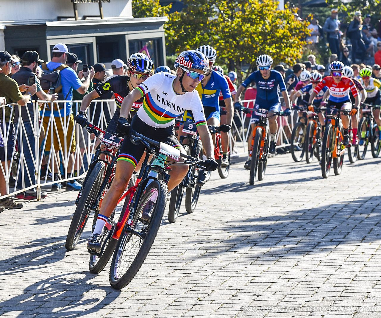 Newly crowned World Champ, Pauline Ferrand Prevot (Canyon Factory Team)
