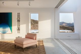 Minimalist architecture and blue views at Aegean island house