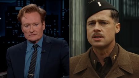 Conan O'Brien on Jimmy Kimmel Live!, and Brad Pitt in Inglourious Basterds