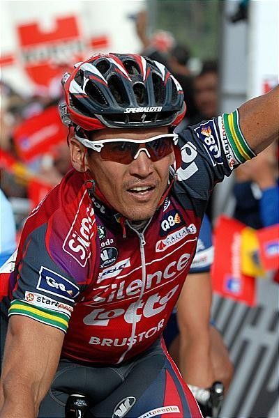 McEwen pumps his fist with joy after winning his second stage.