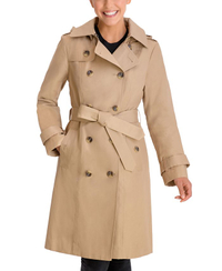 London Fog Hooded Double-Breasted Trench Coat