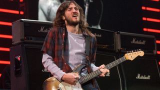 John Frusciante of Red Hot Chili Peppers performs on stage at Palau Sant Jordi on May 31, 2006 in Barcelona, Spain.