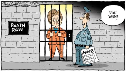 Political cartoon US Hillary Clinton election 2016 jail