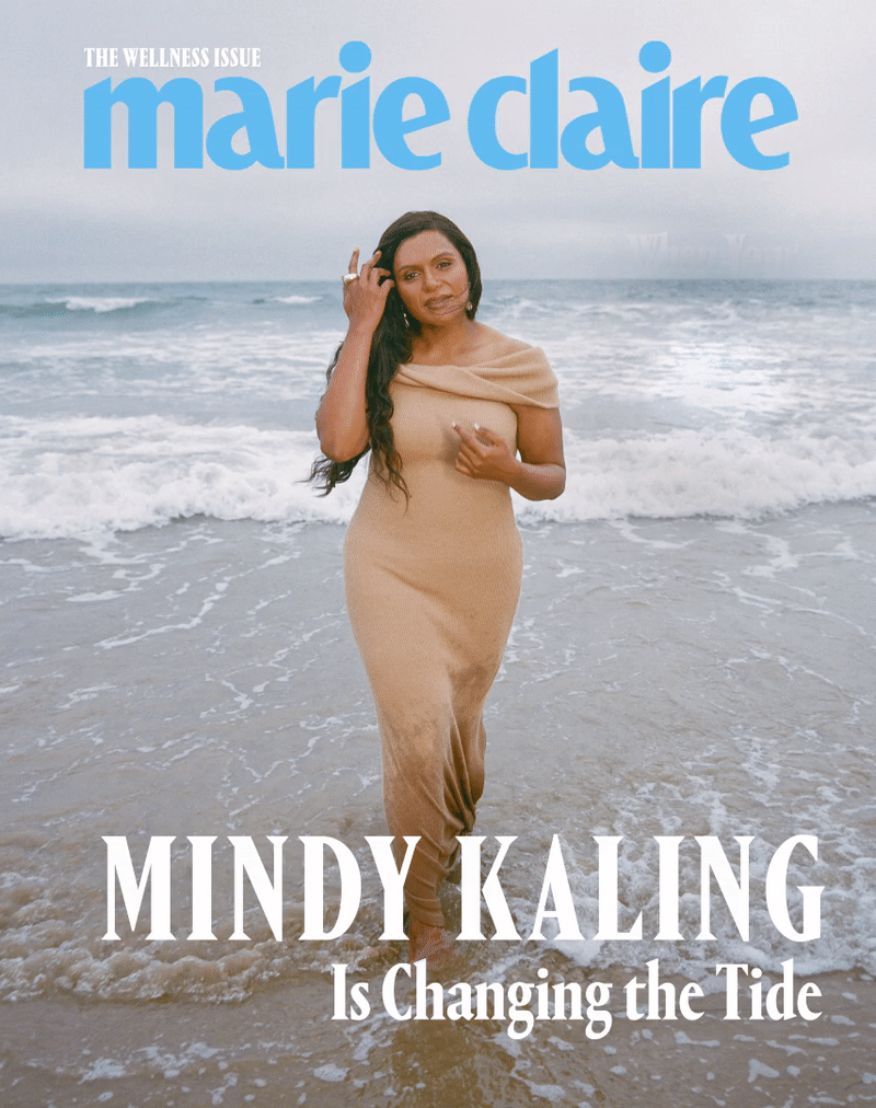 mindy kaling on the cover of the wellness issue