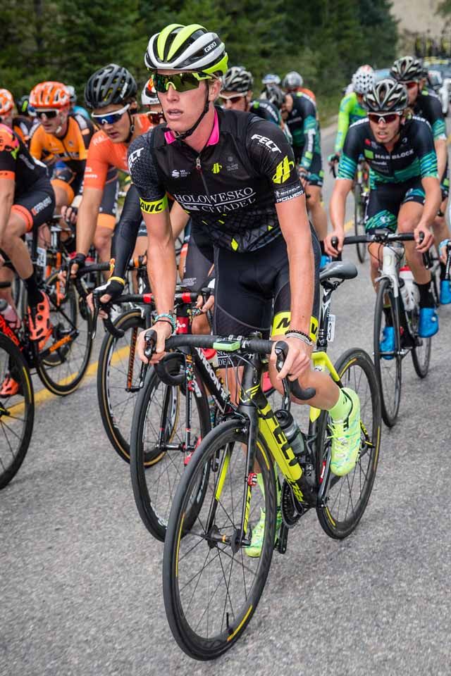 T.J. Eisenhart (Holowesko-Citadel p/b Hincapie Sportswear) rides in the bunch during stage 1 of the Tour of Alberta.