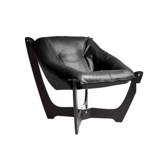 A black leather chair with cradling look