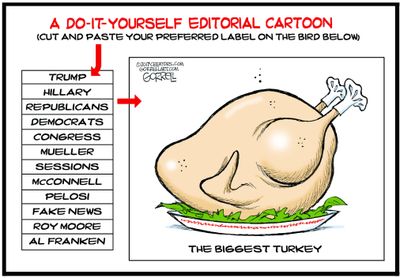 Political cartoon U.S. Thanksgiving turkeys politicians