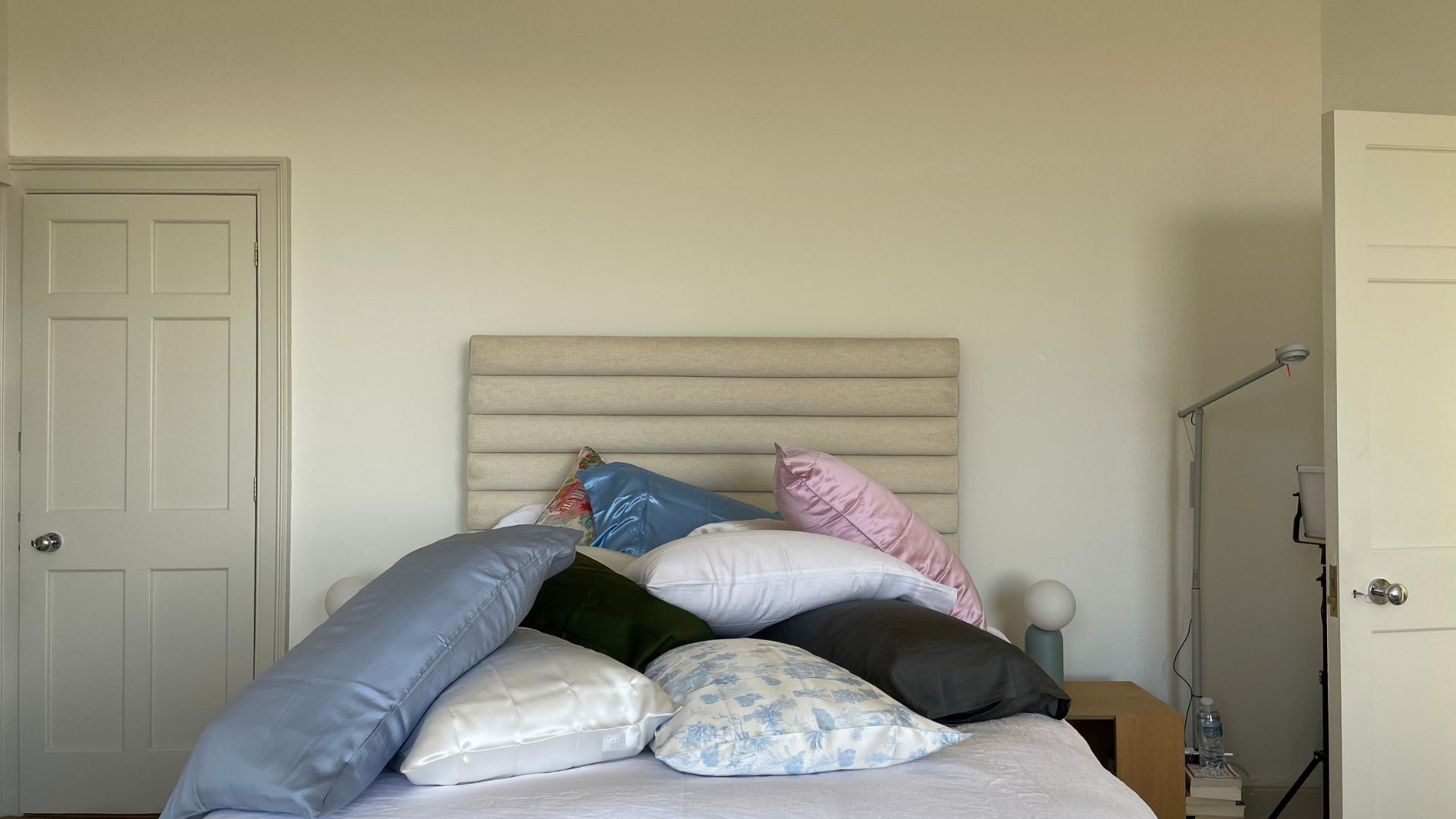 Testing the best silk pillowcases - shot from the end of the bed