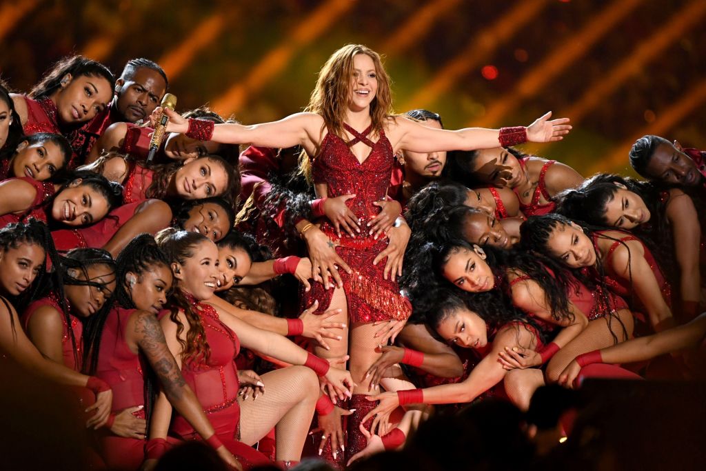 Shakira performs onstage during the Pepsi Super Bowl LIV Halftime Show at Hard Rock Stadium on February 02, 2020 in Miami, Florida.