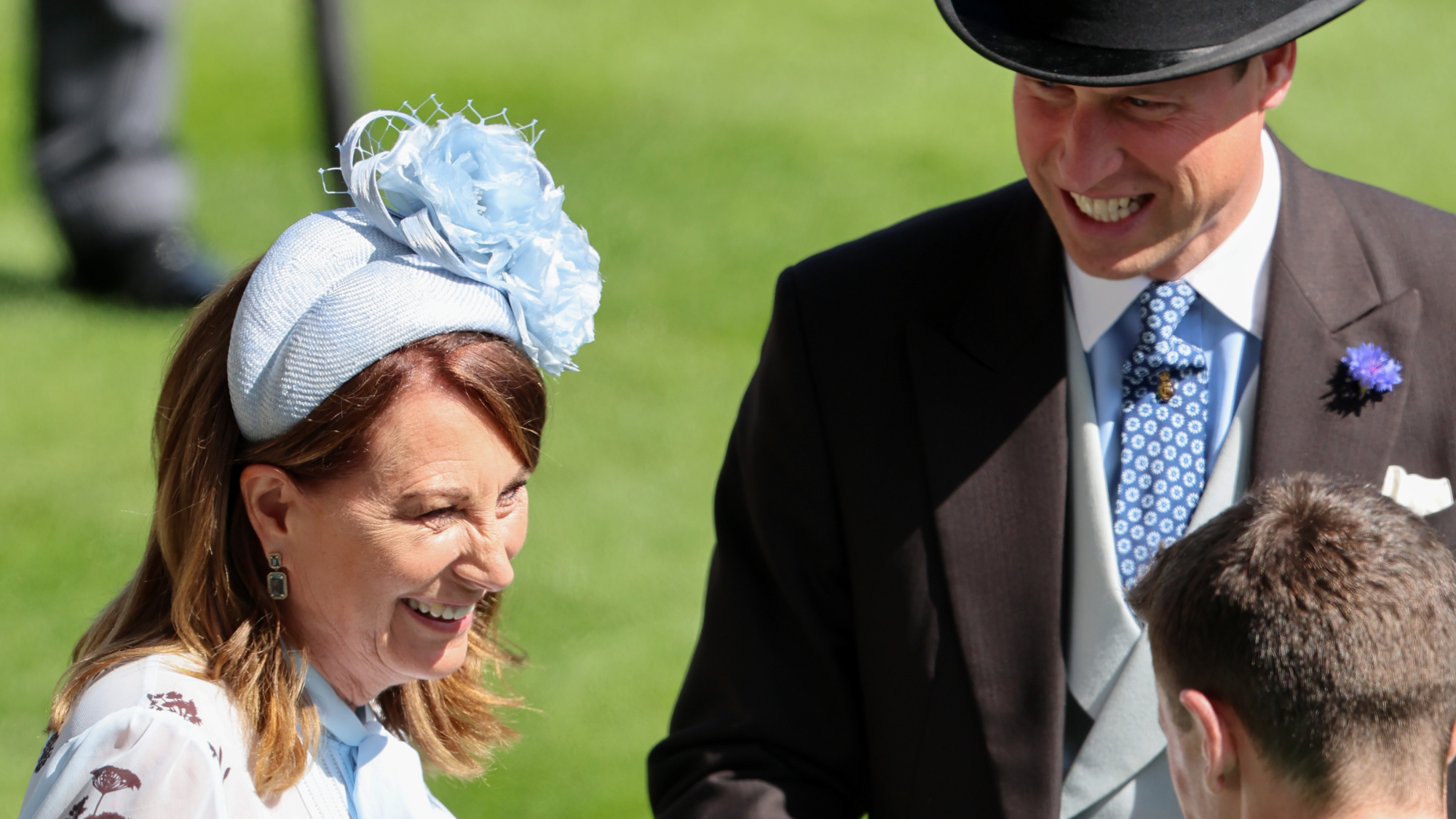 Carole Middleton holds hands with Prince William, Prince of Wales as they attend day two of Royal Ascot 2024 at Ascot Racecourse on June 19, 2024 in Ascot, England.