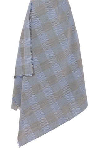 Asymmetric Checked Wool Skirt 
