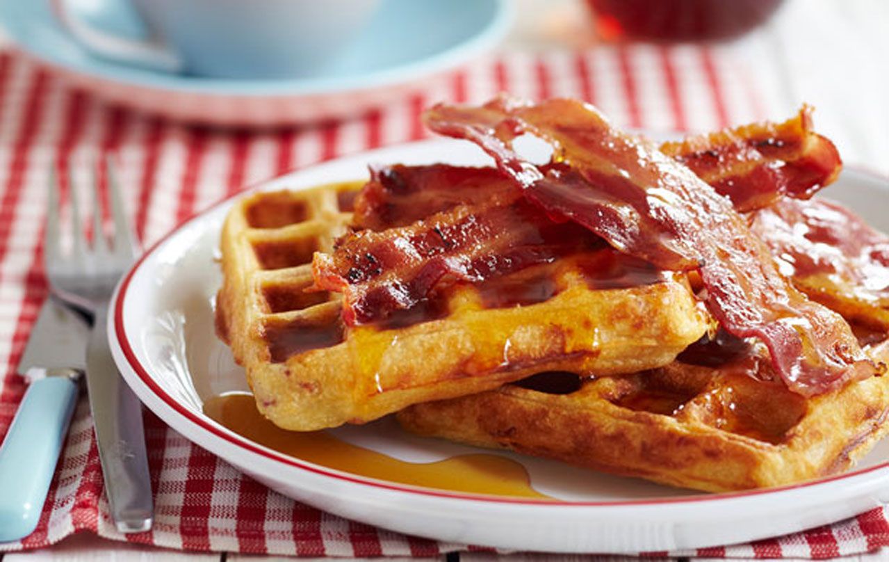 James Martin's bacon waffles with maple syrup Breakfast Recipes