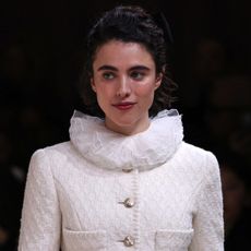 Margaret Qualley walking in Chanel Haute Couture at Paris Fashion Week