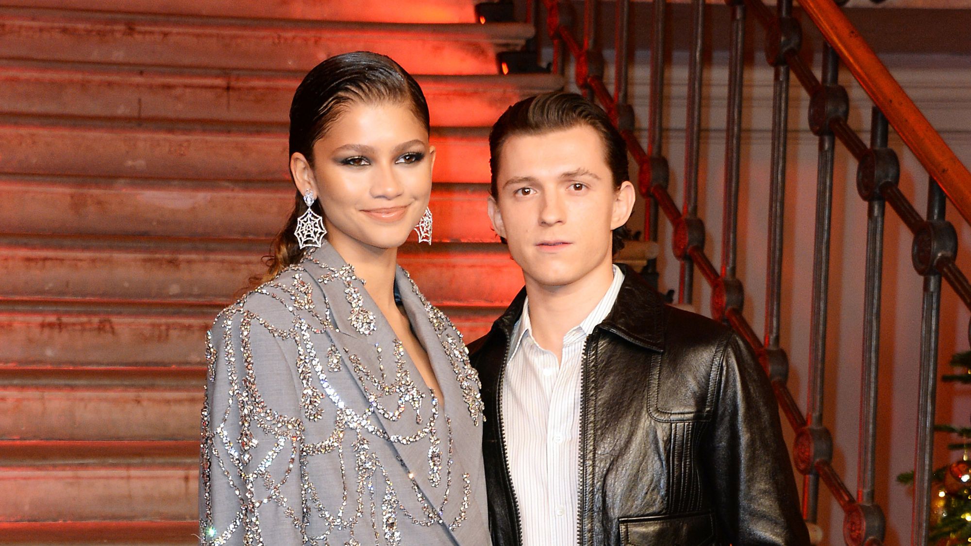 Zendaya and T&ocirc;m Holland attend the photo call for Spider-Man: No Way Home
