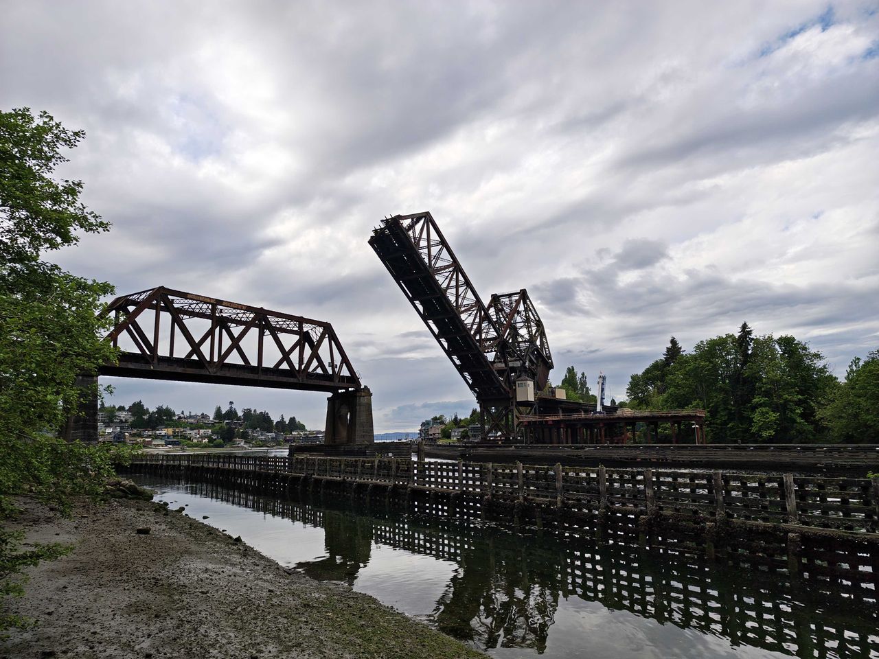 A raised bridge over water