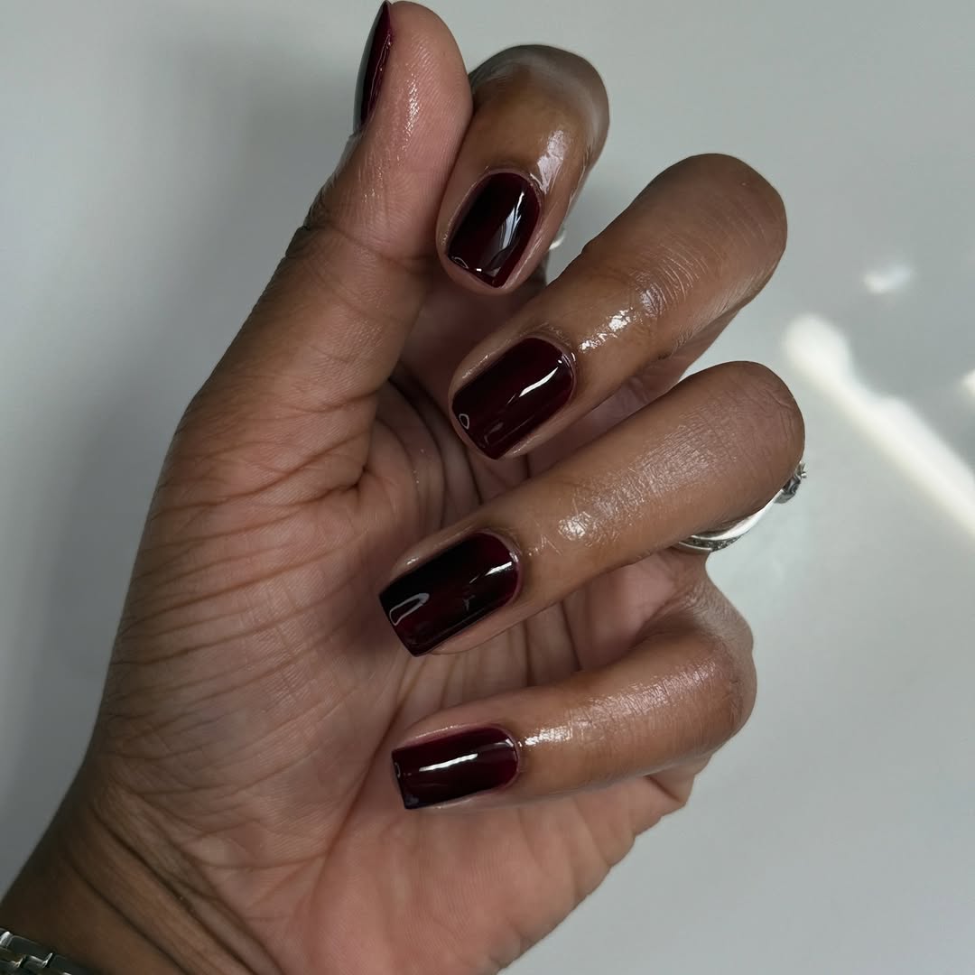 dark maroon christmas nails