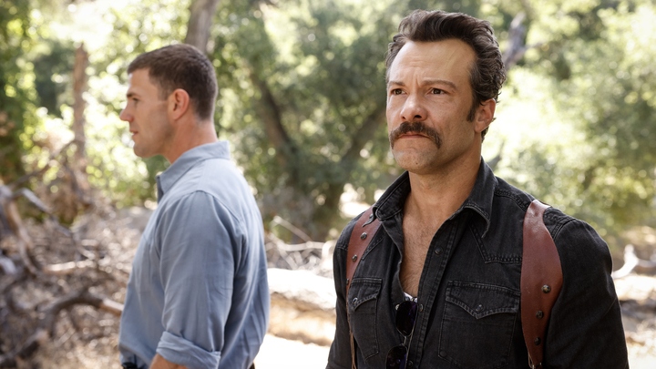 Leroy Jethro Gibbs (Austin Stowell) and Mike Franks (Kyle Schmid) in NCIS: Origins season 2.