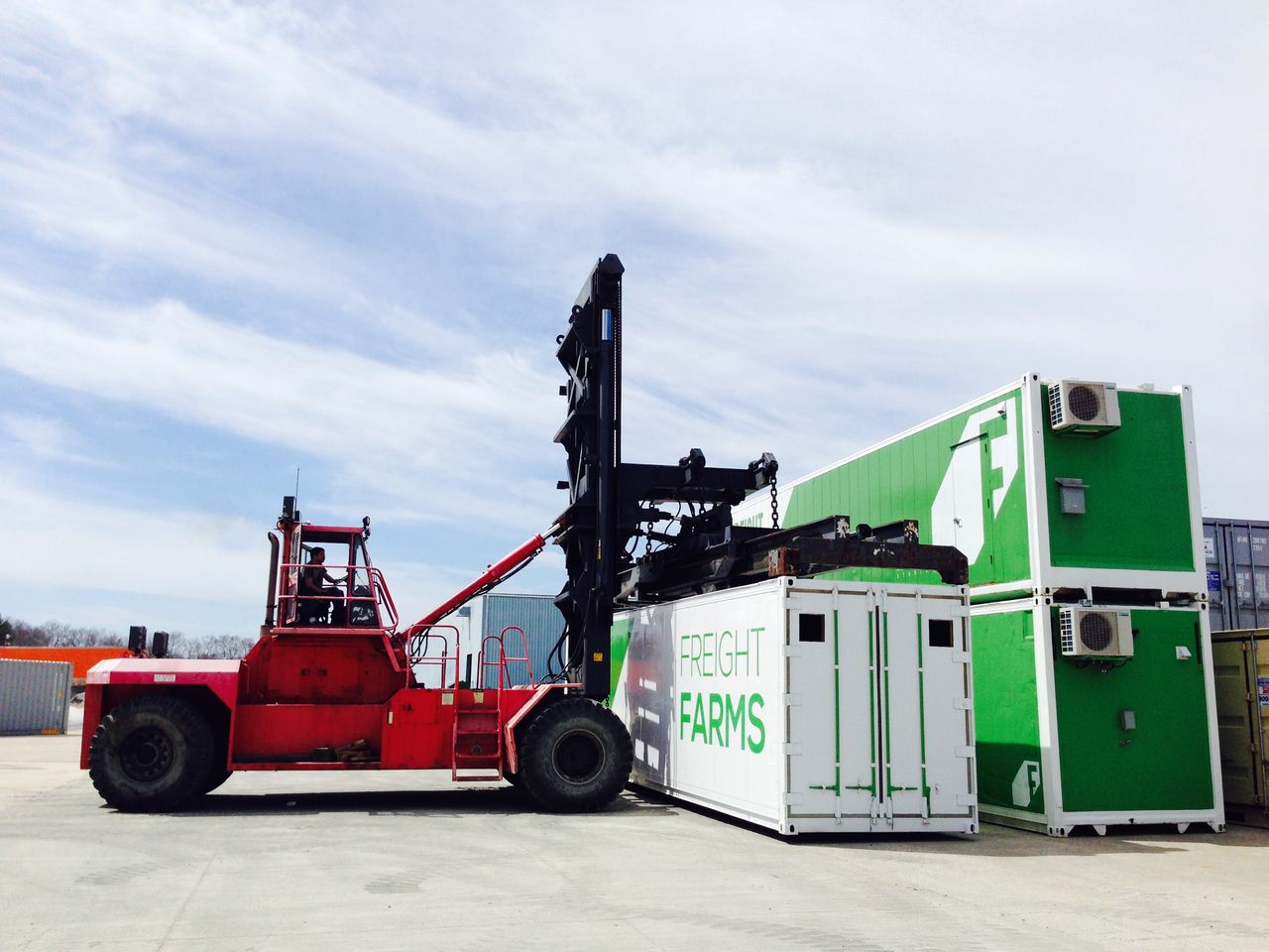 A Freight Farms shipping container.