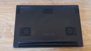 The underside of the Razer Blade 17 (2022) showing its cooling fans