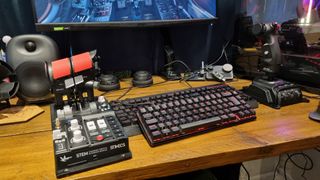 The VKB Gladiator NXT EVO F-14 Combat Edition + STECS Throttle System, in a desktop configuration with no mounts