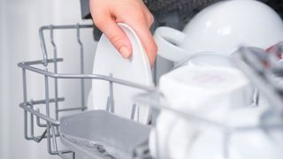 Best countertop dishwashers 2022: image shows hand loading dishware into countertop dishwasher
