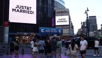 Just&T Married billboards in Madison square gardens
