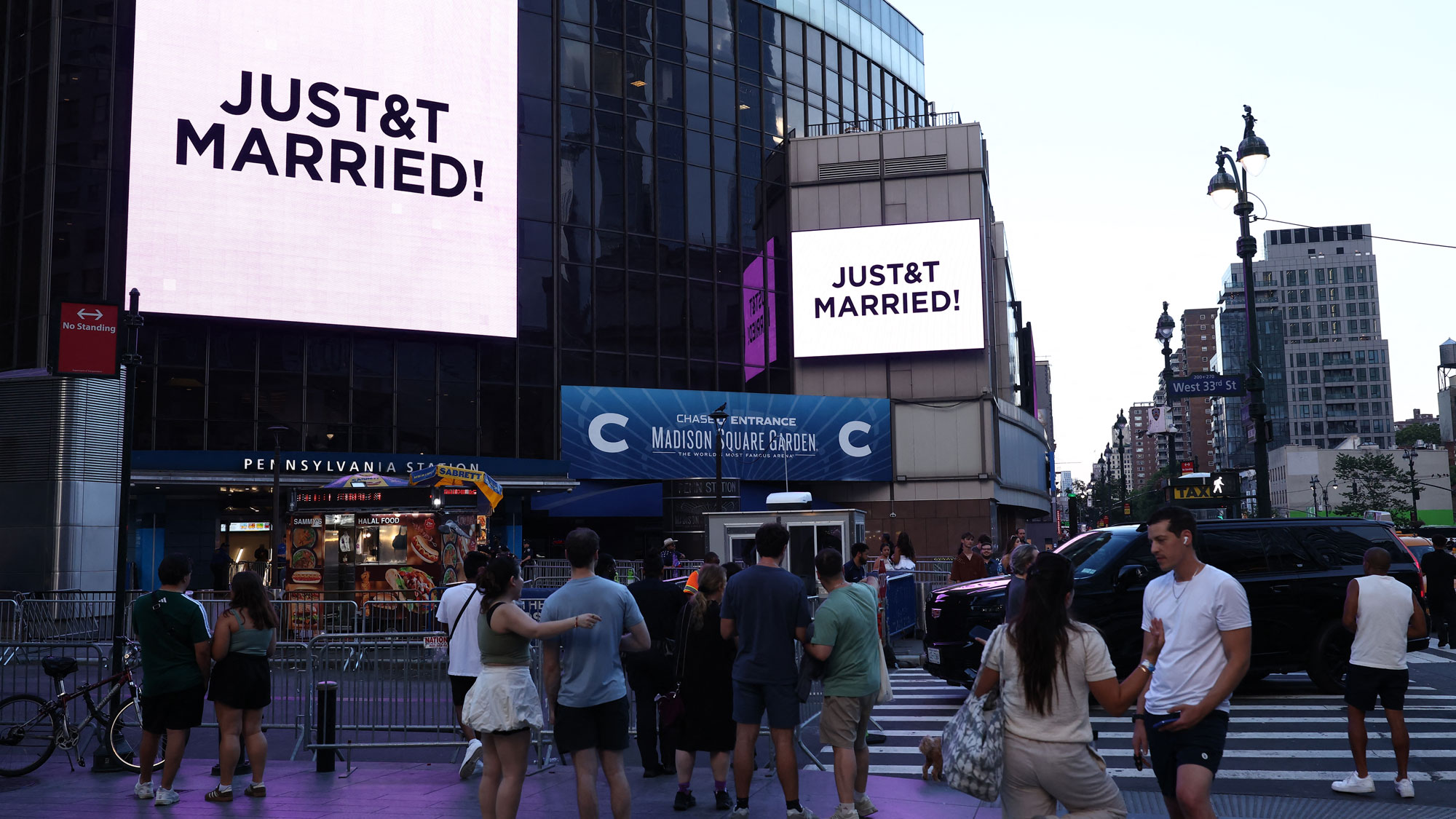Just&T Married billboards in Madison square gardens