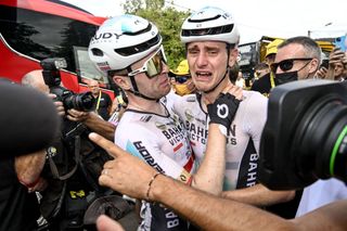 Matej Mohorič (Bahrain Victorious) gave a moving interview after winning stage 19 at the Tour de France