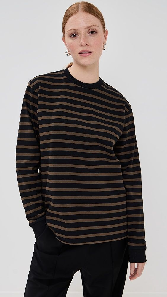 Tibi Striped Perfect Tee Crew Neck