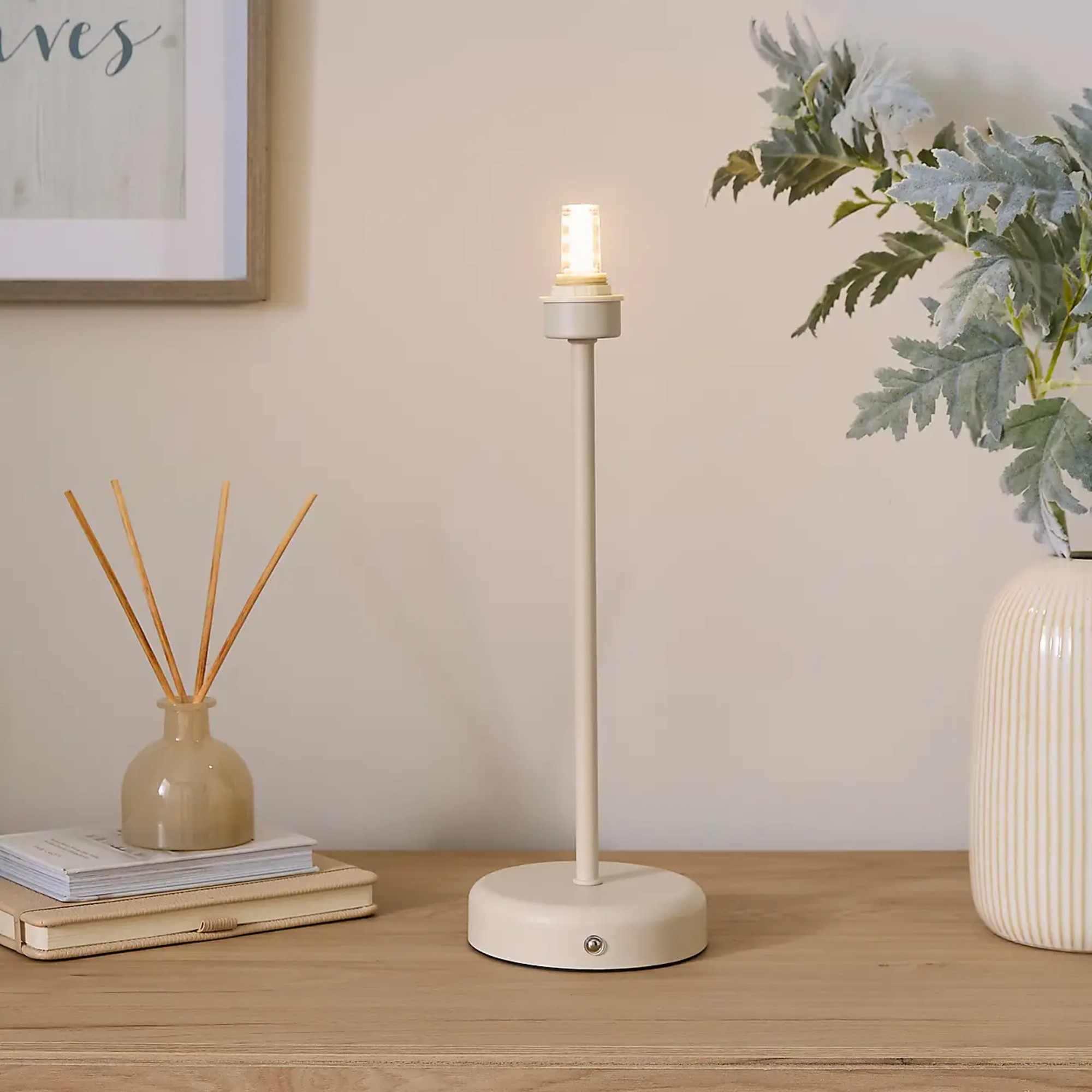 Dunelm FlexiCell Louis Rechargeable Touch Dimmable Table Lamp Base sandstone