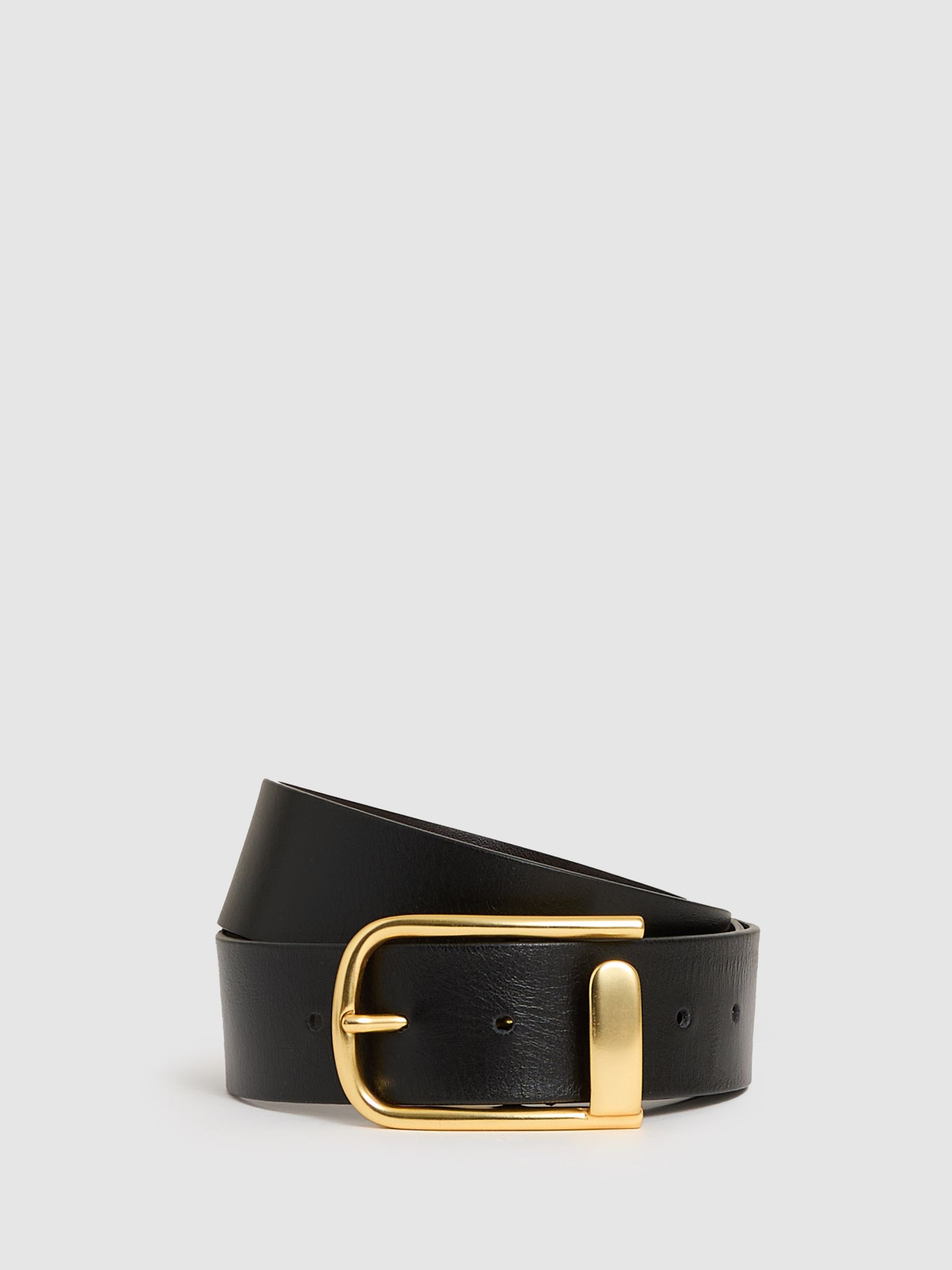 Leather Half-Keeper Belt in Black