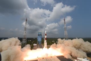 An Indian Polar Satellite Launch Vehicle lifting off