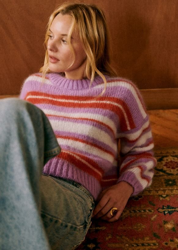 Franck Jumper - Lilac / Ecru / Copper - Super Kid Mohair - Sézane