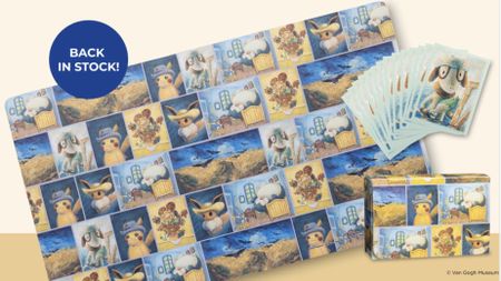Pokemon Van Gogh crossover playmat, sleeves, and deck box