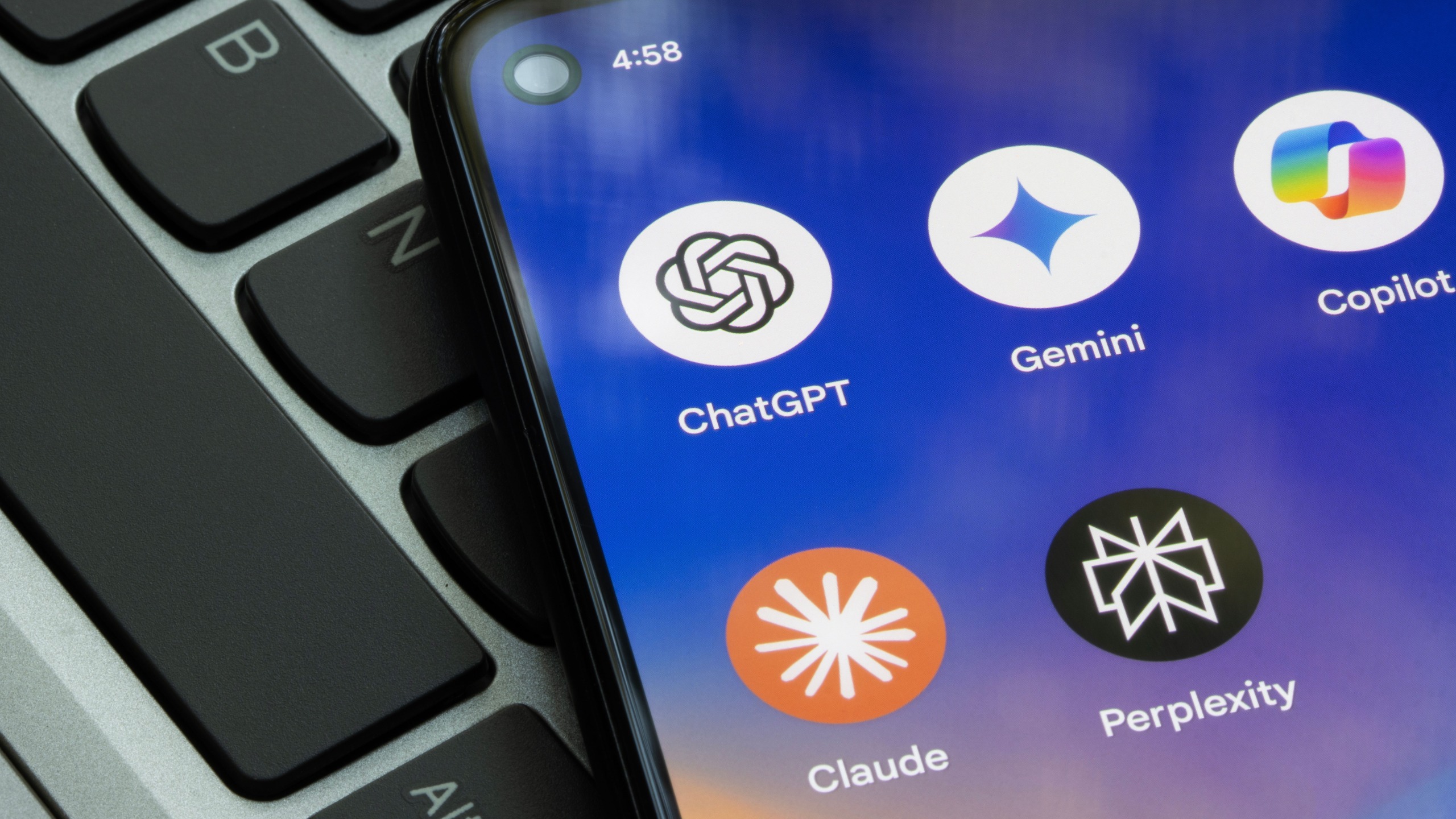 Various AI company apps on a smartphone.