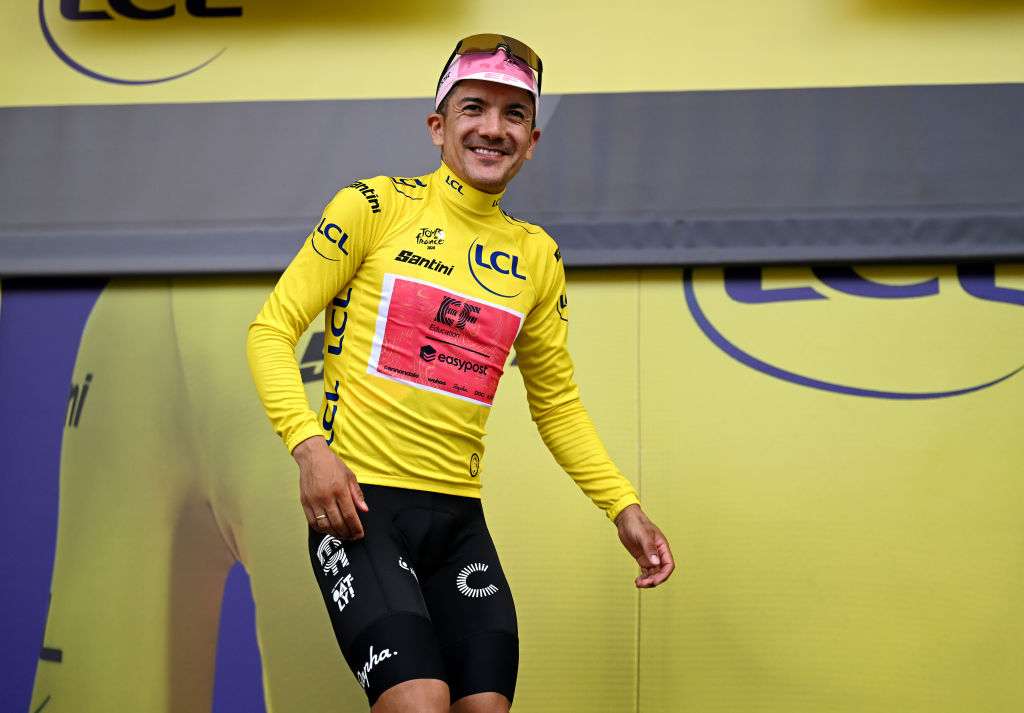 2024 Tour de France: Richard Carapaz celebrates taking the lead in the first week