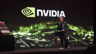 Nvidia's Jensen Huang on stage at CES 2026
