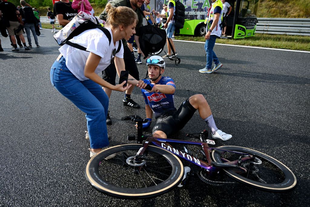 Jakub Mareczko (Alpecin-Deceuninck) after crossing the line in ninth place