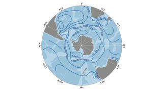 The Antarctic Circumpolar Current (ACC), which travels from west to east, defines the boundaries of the Southern Ocean.