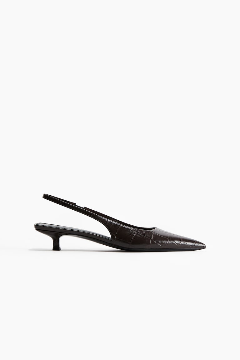 Kitten-Heeled Pointed Slingbacks