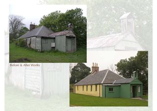 Before and after restoration pics of The Old Schoolhouse, Logie