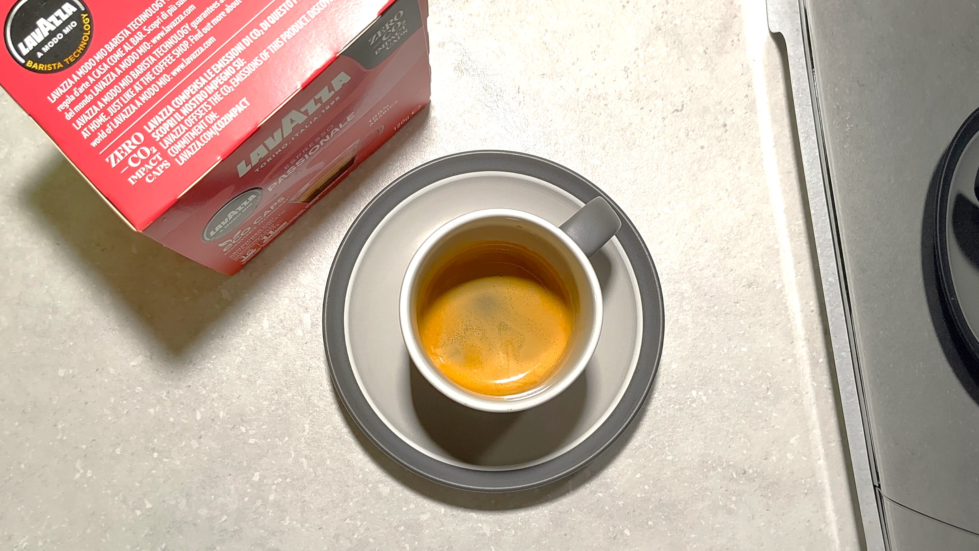 Espresso made using Lavazza A Modo Mio Smeg coffee maker