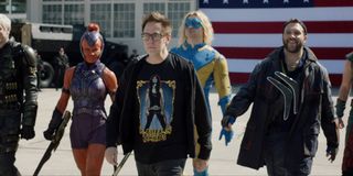 James Gunn with The Suicide Squad cast on set
