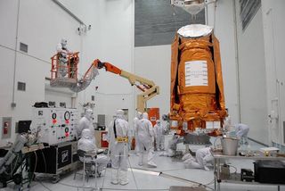 Prepping the Kepler spacecraft pre-launch in 2009.