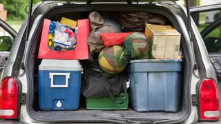 A car packed full of camping gear