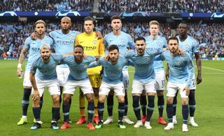 The Manchester City starting XI before their game against Tottenham in the Champions League