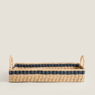 Rattan Tray With a Colored Stripe