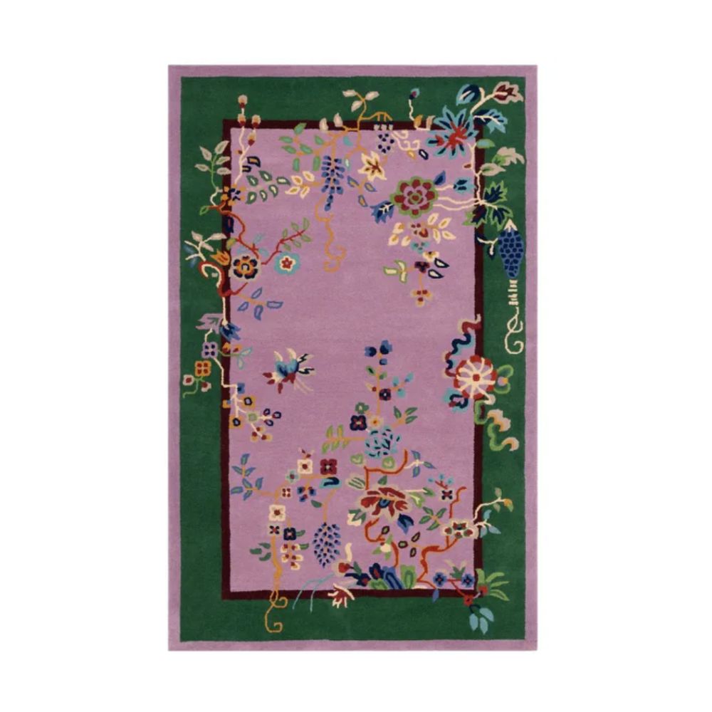 Pink and green floral rug