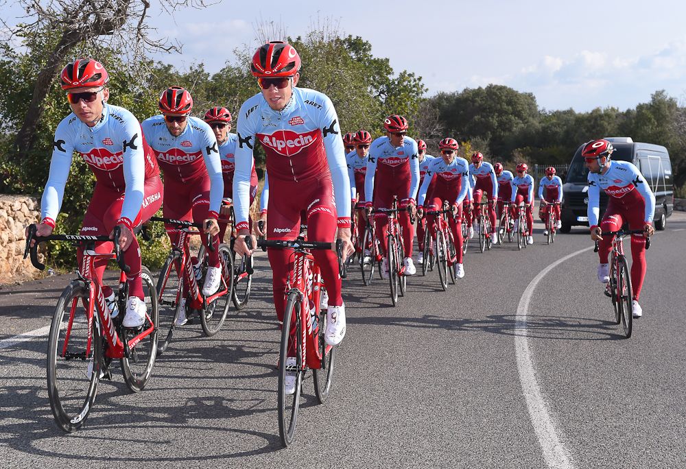 Tony Martin and Ilnur Zakarin lead Katusha-Alpecin on a training ride