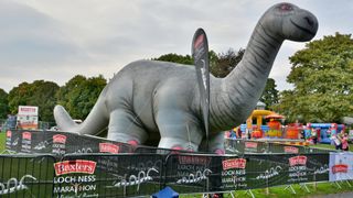 An inflatable Loch Ness monster at the Loch Ness marathon